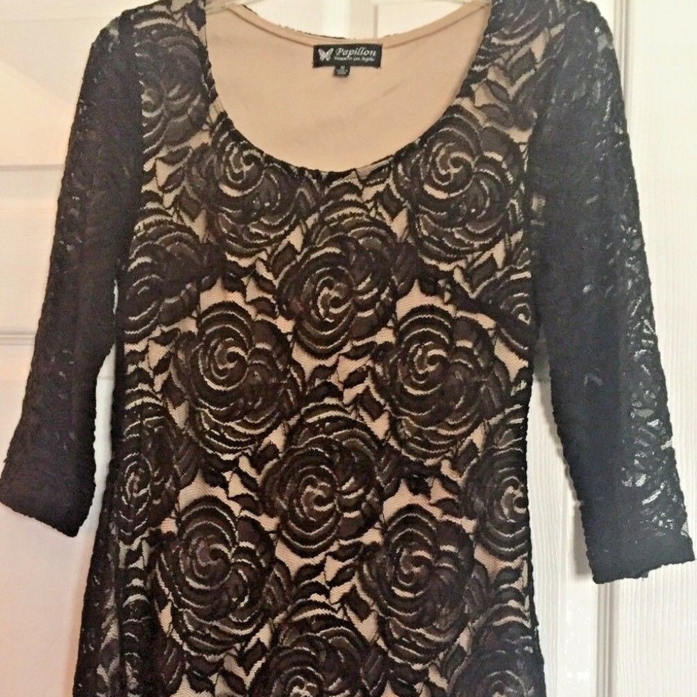 PAPILLON STRETCH Sexy Tunic Lace Cocktail Dress M